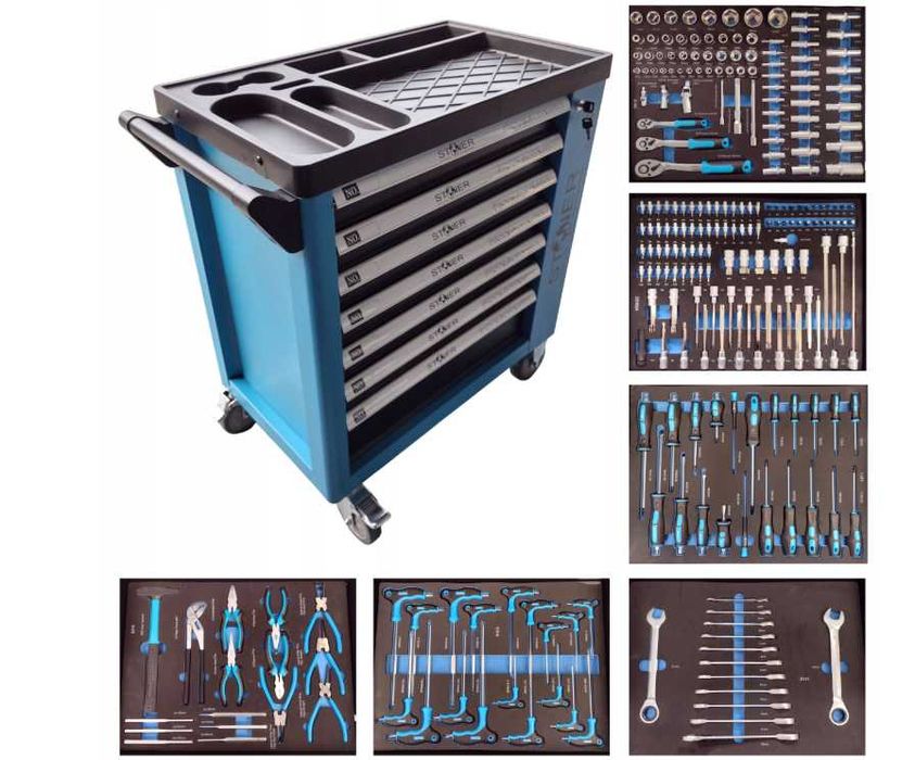 WÓZEK Narzędziowy szafka narzędziowa warsztatowa z wyposażen. 251 ele.
