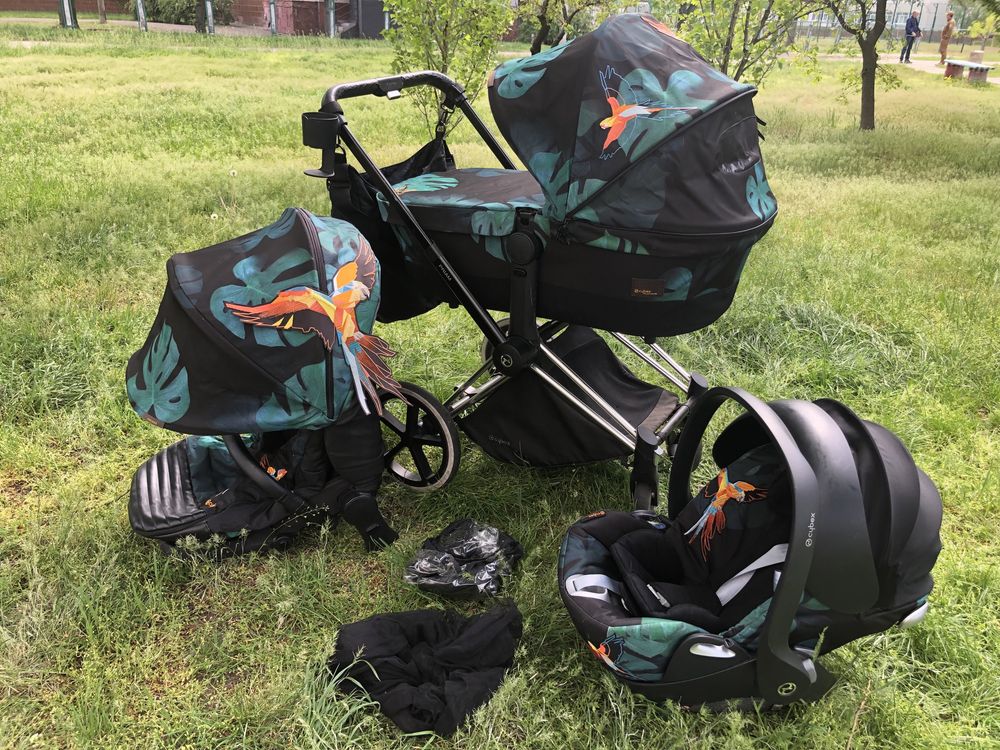 Візок 3 в 1 Cybex priam birds of paradise platinum
