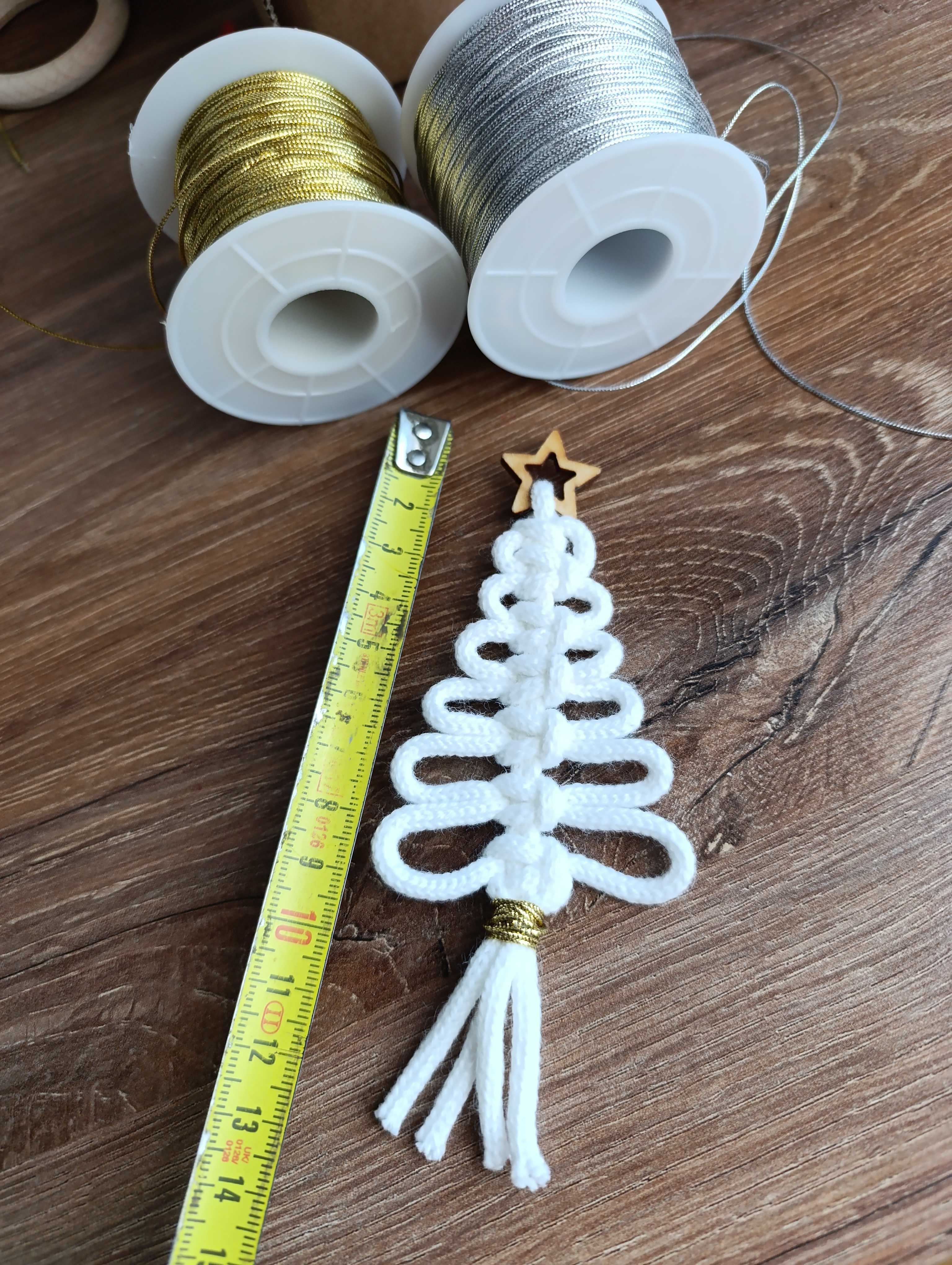 Zestaw choinek makrama święta handmade 10szt kolorowe gwiazdki
