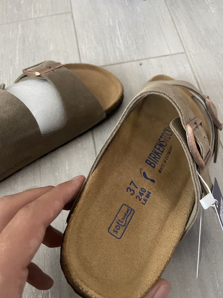 Damskie Klapki Sandały Birkenstock Arizona Soft Taupe roz 37 - Nowe !