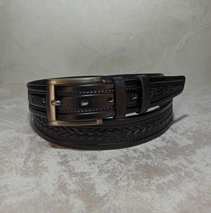 Мужской классический ремень  кожаный чоловічий ремінь-пояс батал