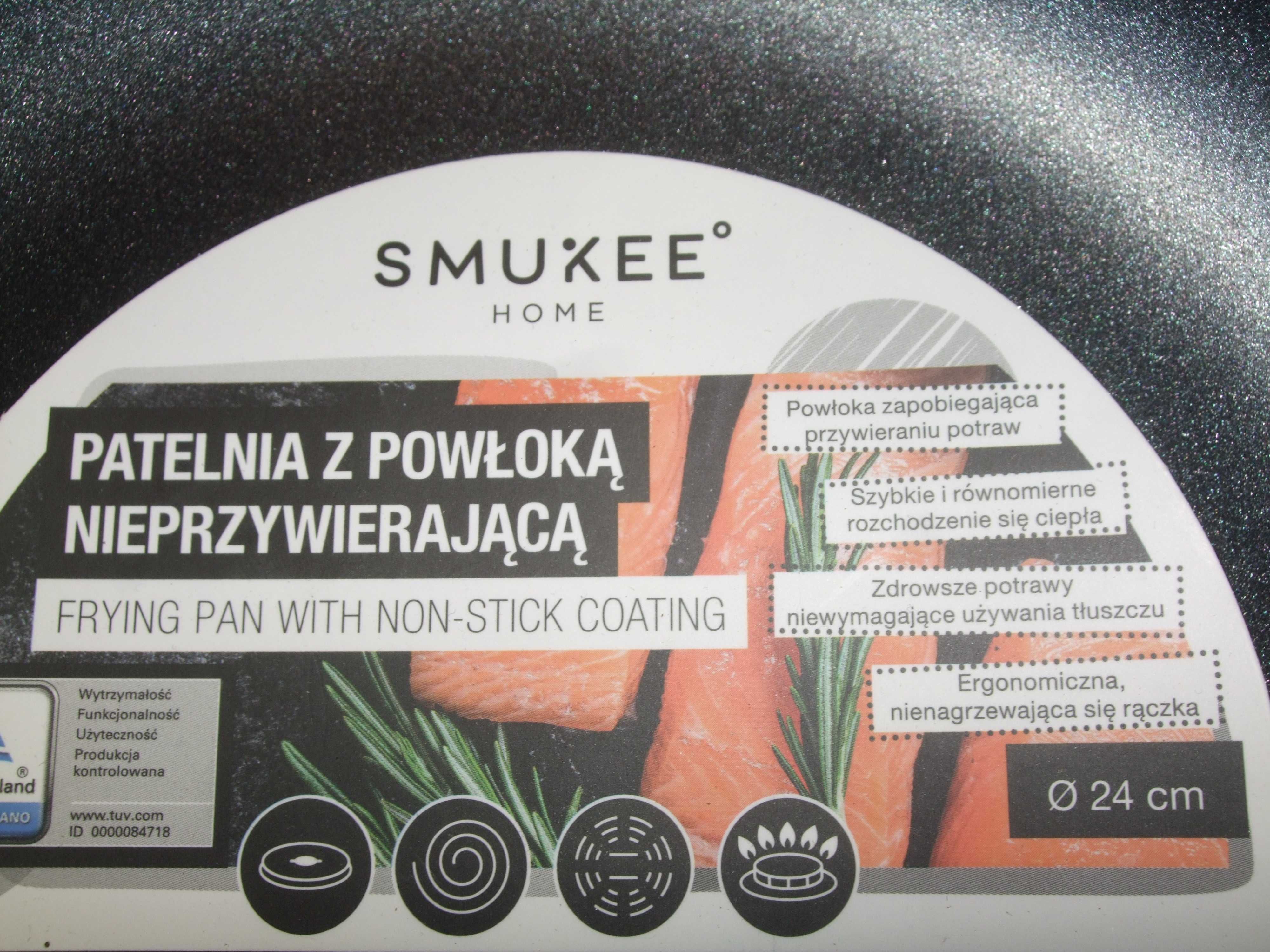 Patelnia Z POWŁOKĄ NIEPRZYWIERAJĄCĄ Non-Stick Smukee 24cm TANIA !!!