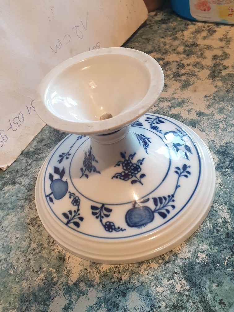 Antike Meissen Porzellan Kerzenhalter - Zwiebelmuster - 1860
