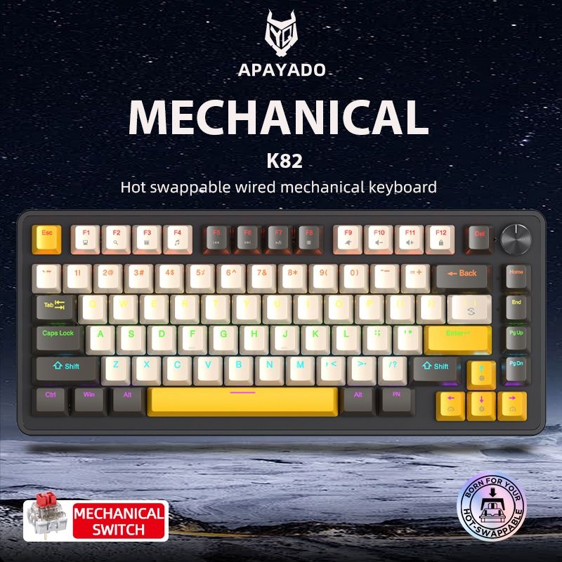 Ігрова механічна клавіатура APAYADO K82 | Red Switch | RGB