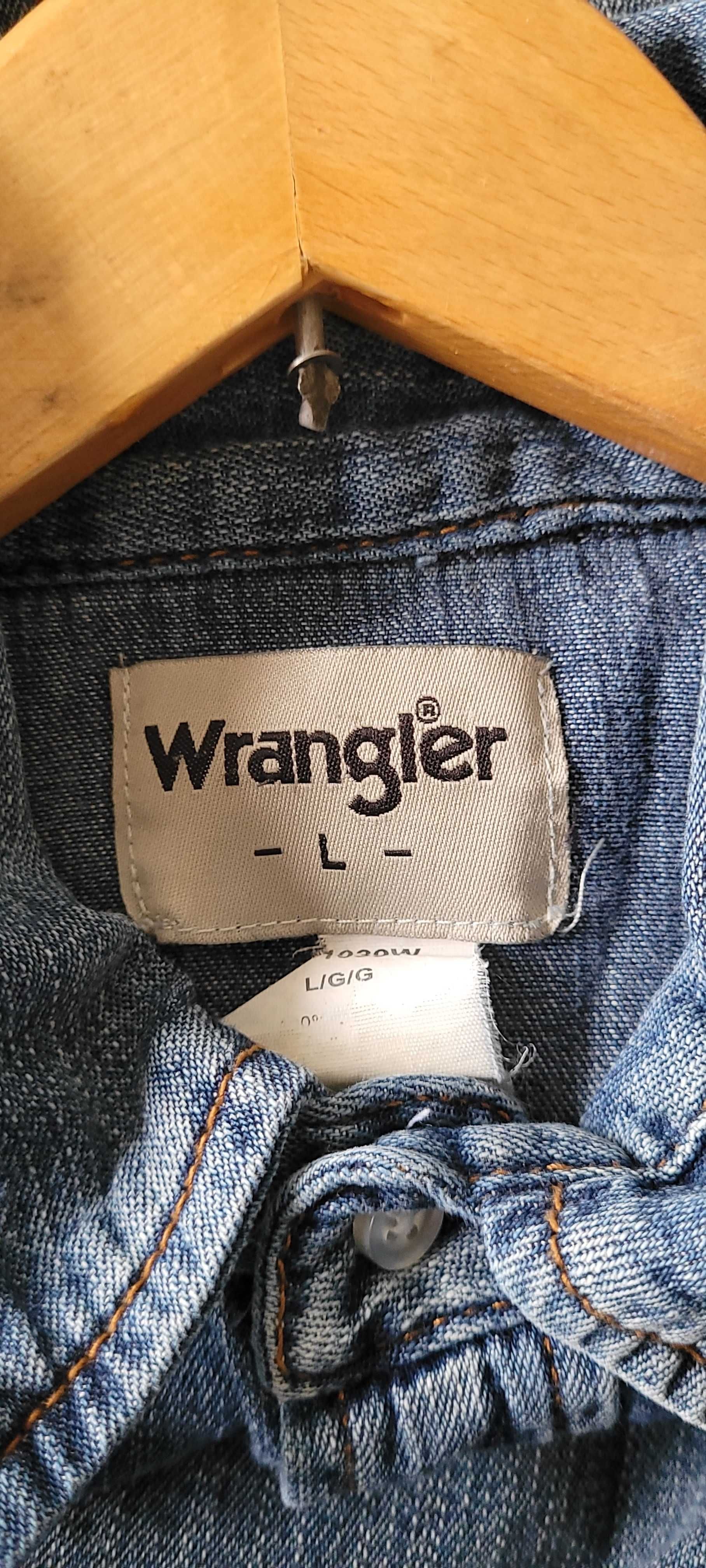 Niebieska jeansowa męska koszula Wrangler, rozL
