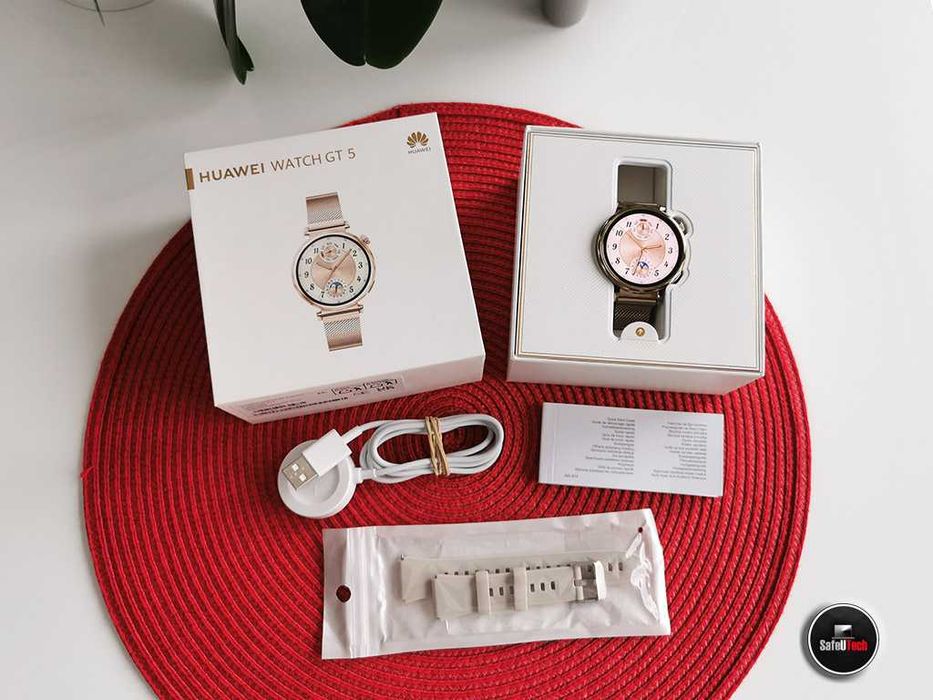 JAK NOWY Złoty Huawei Watch GT5 Elegant 41mm bransoleta + pasek KPL GW