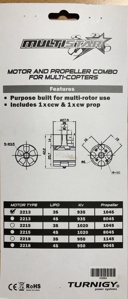 Motores para drone (conjunto de 4 motores com elices)