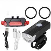 Комплект велосипедных фар (передняя и задний фонарь) USB зарядка!