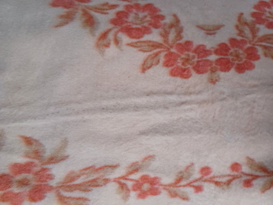 Duży wełniany koc narzuta 220*260 w stylu Prl