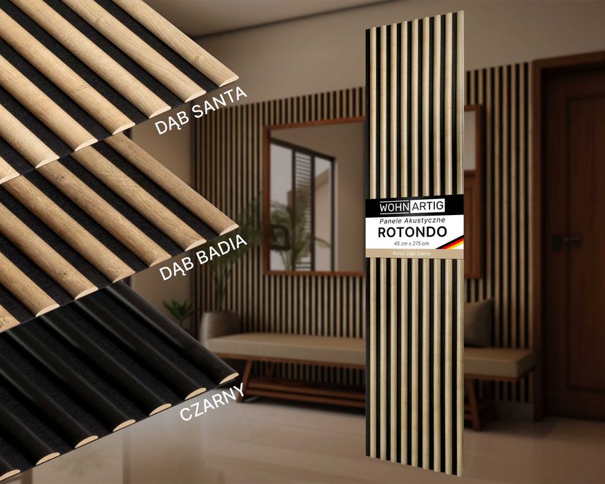 Lamele ścienne półokrągłe na filcu 275cm x 45cm ROTONDO Dąb i inne