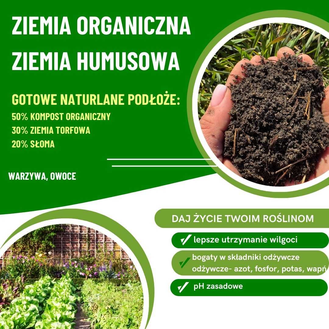Ziemia Organiczna Ogrodowa Humusowa Czarnoziem + Kompost + Obornik