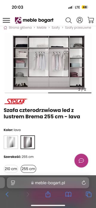 Szafa 4 dzwiowa z lustrem