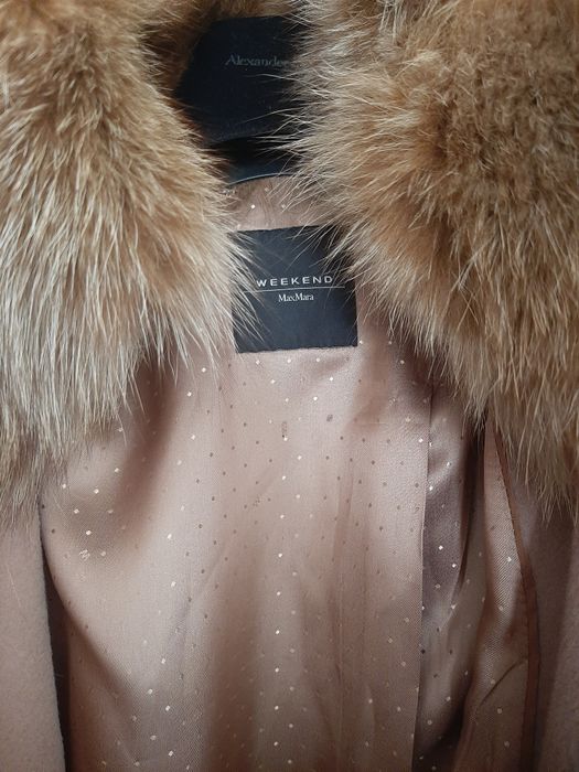 Max Mara Weekend wełniany bezowy płaszcz