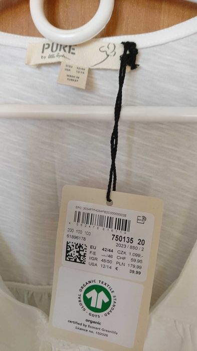 Biała bluzka Ulla Popken, nowa z metką bawełniana z koronką r.42/44 XL