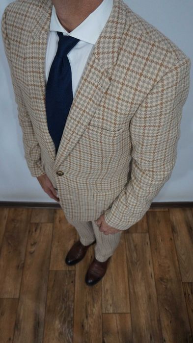 Garnitur Asos Rozmiar 48 Kolor Beżowy Krata