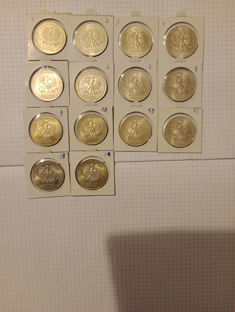 14xmoneta Piłsudski 50000zł srebro