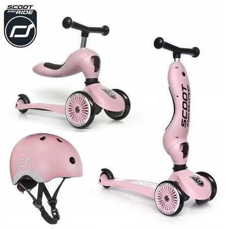 Zestaw: Scoot & Ride Highwaykick 1 Rose + kask Scoot & Ride Rose