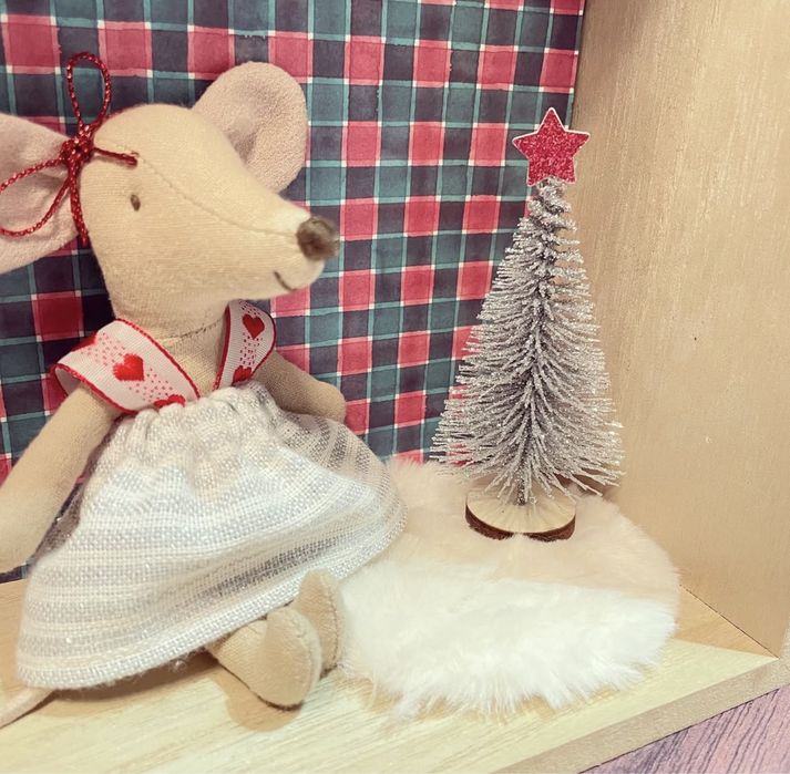 Srebrna choinka dla myszek maileg lalki barbie czerwona gwiazdka NOWA