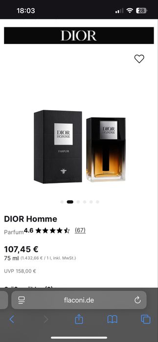 Dior Homme Parfum 75мл