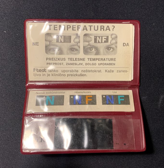 Termometr foliowy test temperatury, vintage medyczny, kolekcjonerski