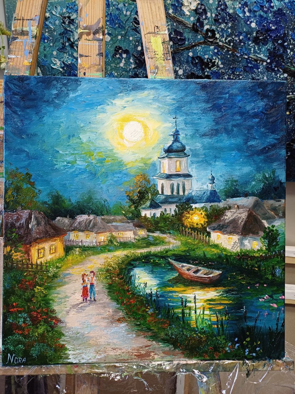 Картина, олія, полотно ''Місяць на небі'''