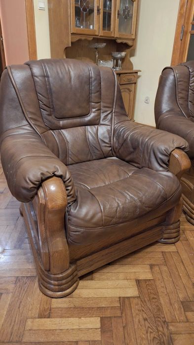 Komplet wypoczynkowy, skórzany.