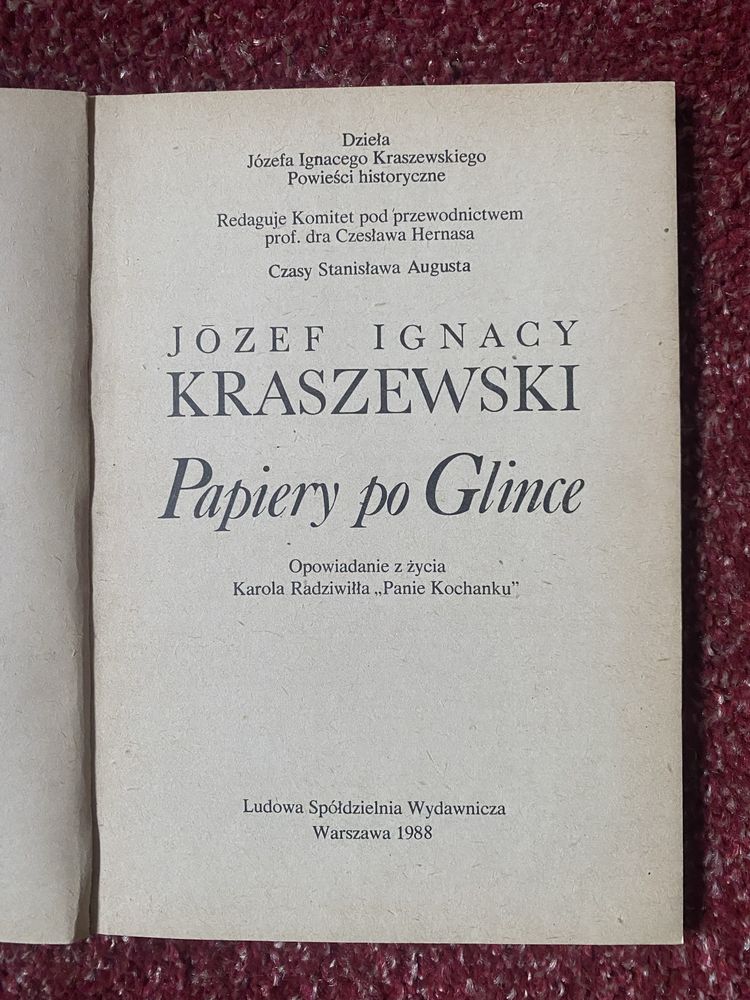 Papiery po glince - I.Kraszewski