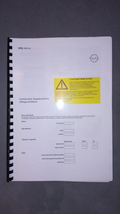Opel Meriva A Instrukcja obsługi - wydruk w kolorze