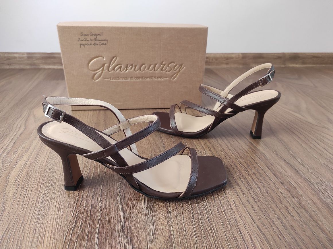 Glamoursy buty sandały 39  Just For Fun sandałki na obcasie szpilki