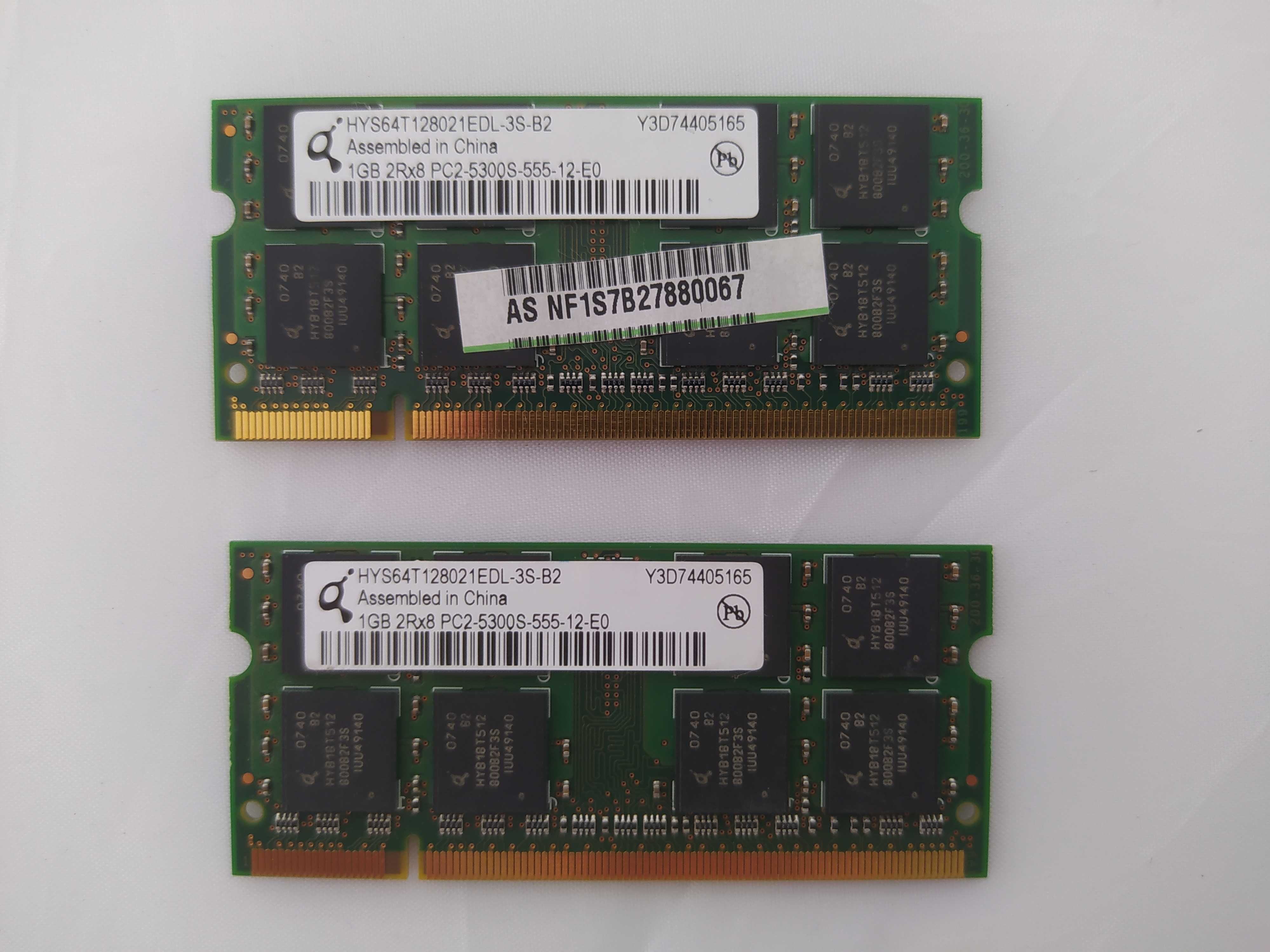 2x 1GB RAM QIMONDA HYS64T 128021EDL-3S-B2 do laptopa