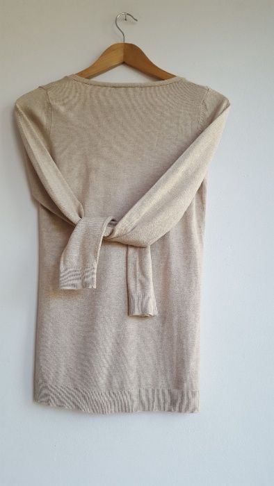 Beżowy kardigan sweterek na guziki Stradivarius S