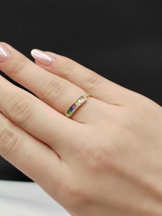 NOWY Złoty Pierścionek Kolorowy r12 / Złoto 585