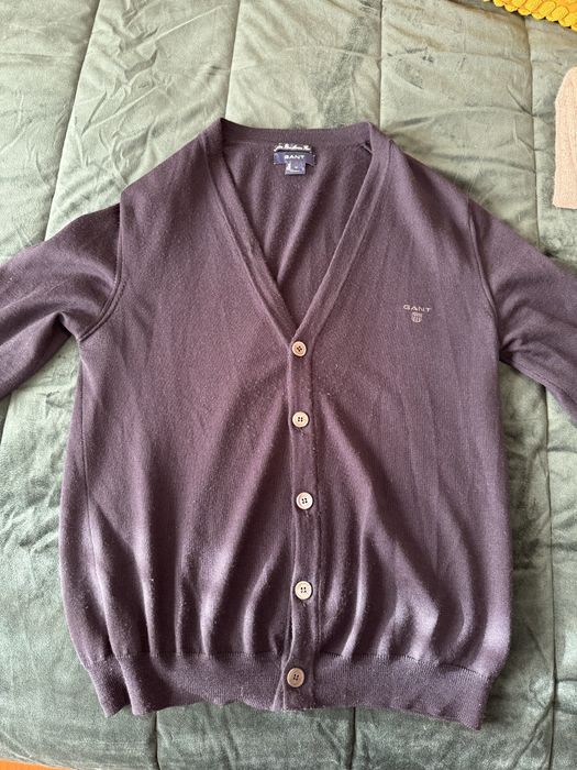 Cardigan Gant Lã Merino Azul Navy