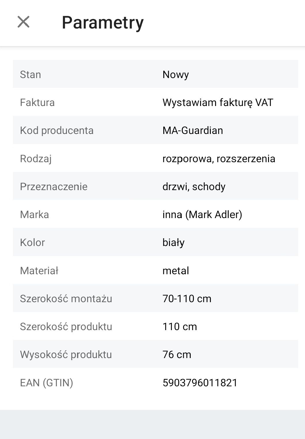 Bramka zabezpieczająca na schody barierka