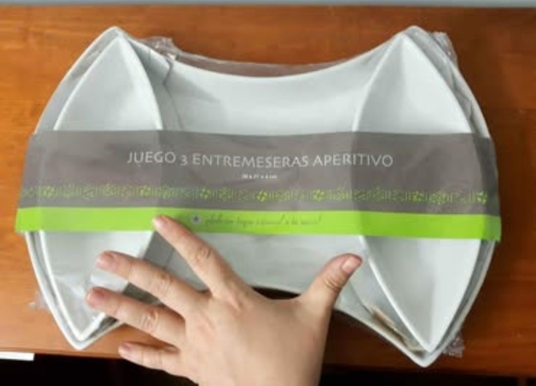 Conjunto de aperitivos, 3 peças, ceramica branca