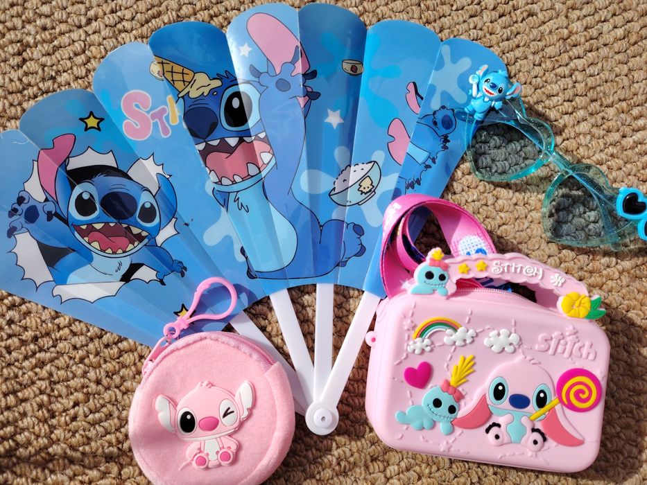 Zestaw upominkowy Stitch wachlarz torebka okulary Prezent urodziny