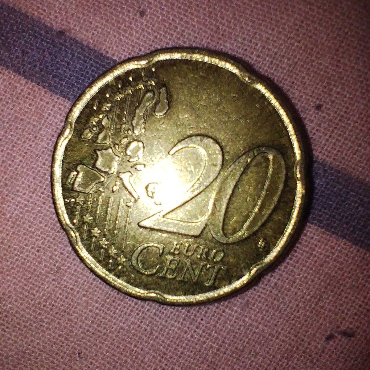 Moneta euro 20 centów z offsetowym wizerunkiem