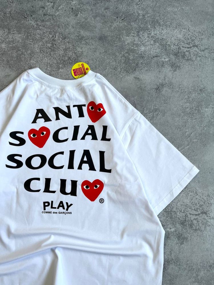 Футболка PLAY Comme des Garcons & ASSC біла оверсайз з бірками