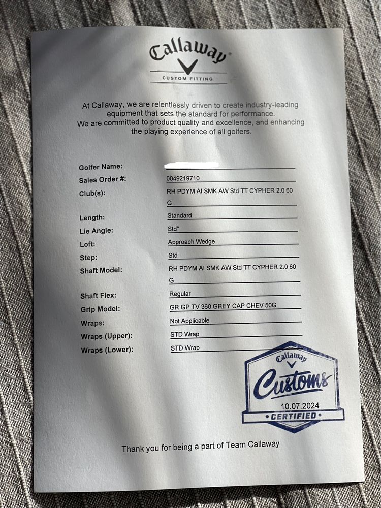 CALLAWAY Paradym AI Smoke Model 2024 (GRAFIT SHAFT)