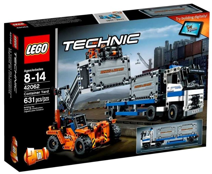 Nowe Lego Technic 42062 Plac przeładunkowy, ciężarówka kontener wózek