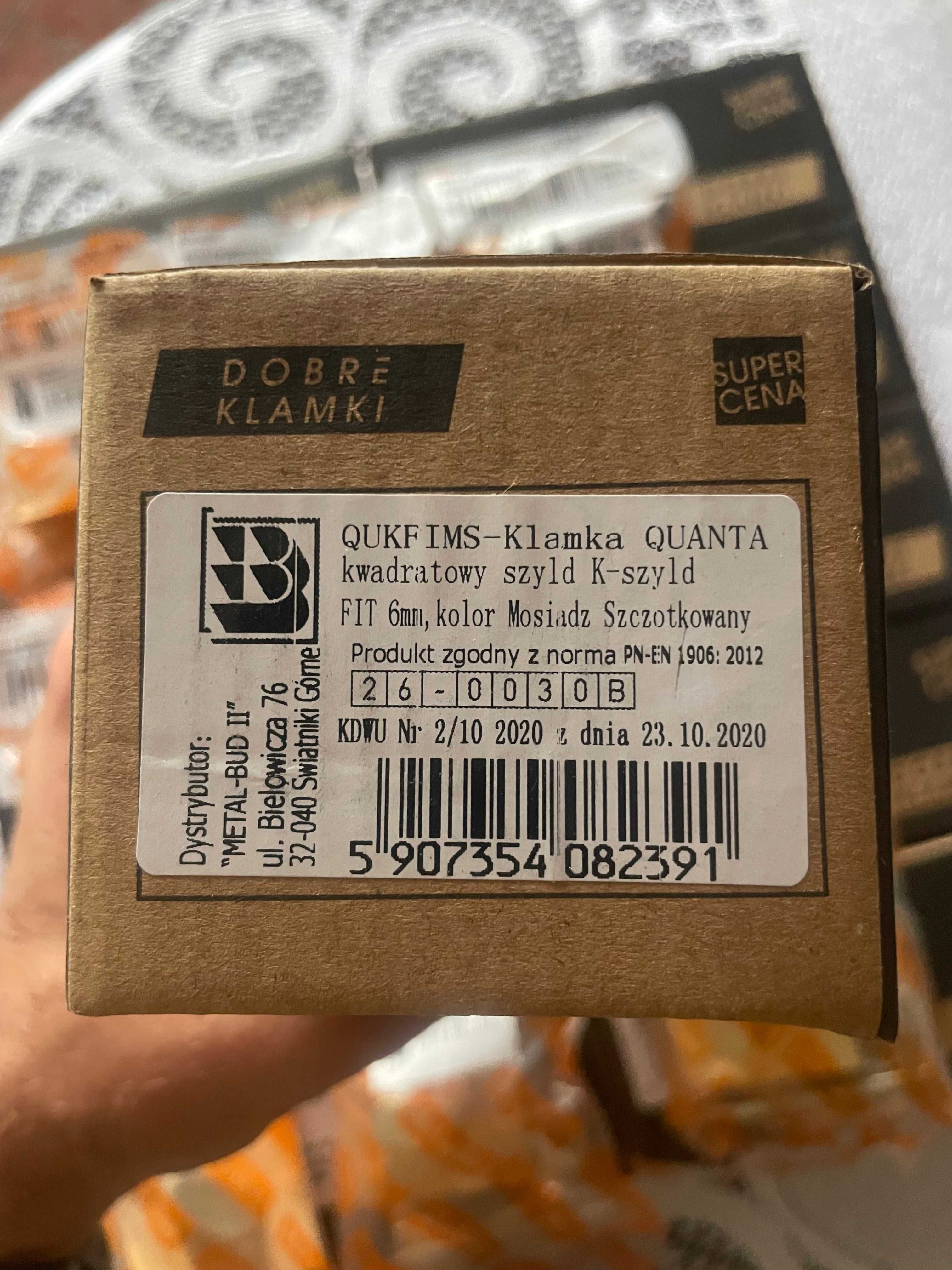 Klamka drzwiowa QUANTA FIT ERKADO mosiądz szczotkowany - 11 szt. nowe