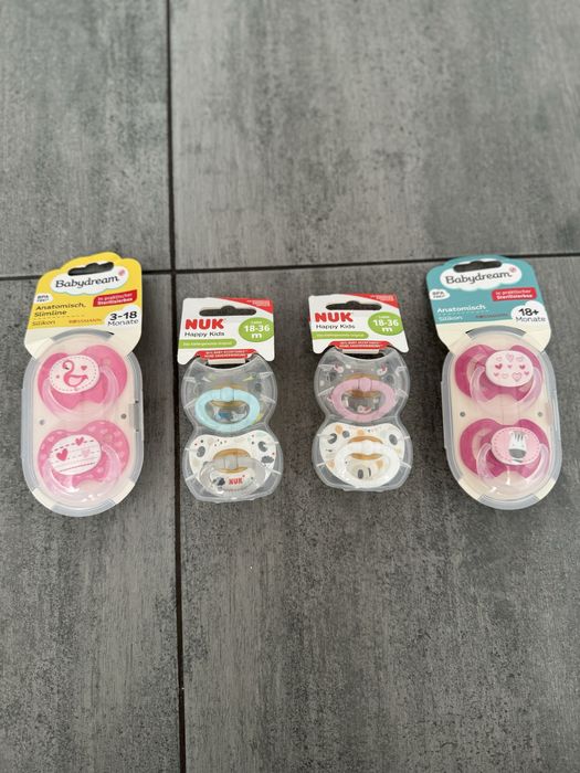 Пустушки ортодонтичні Nuk 18-36 м, Babydream 3-18м, 18+
