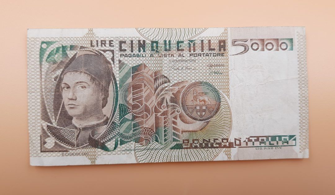 Stary Banknot kolekcjonerski 5000 Lirów Lire Włochy 1979