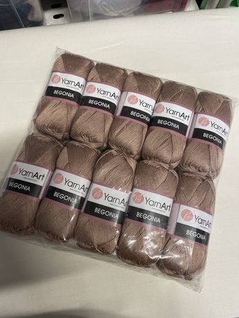 Wloczka bawelna mercyzowana Yarn-Art brazowa zestaw 10 x 50g
