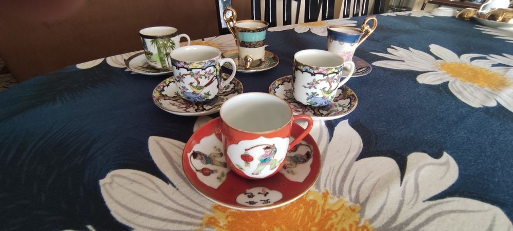 Conjunto de 6 chávenas com pires porcelana chinesa
