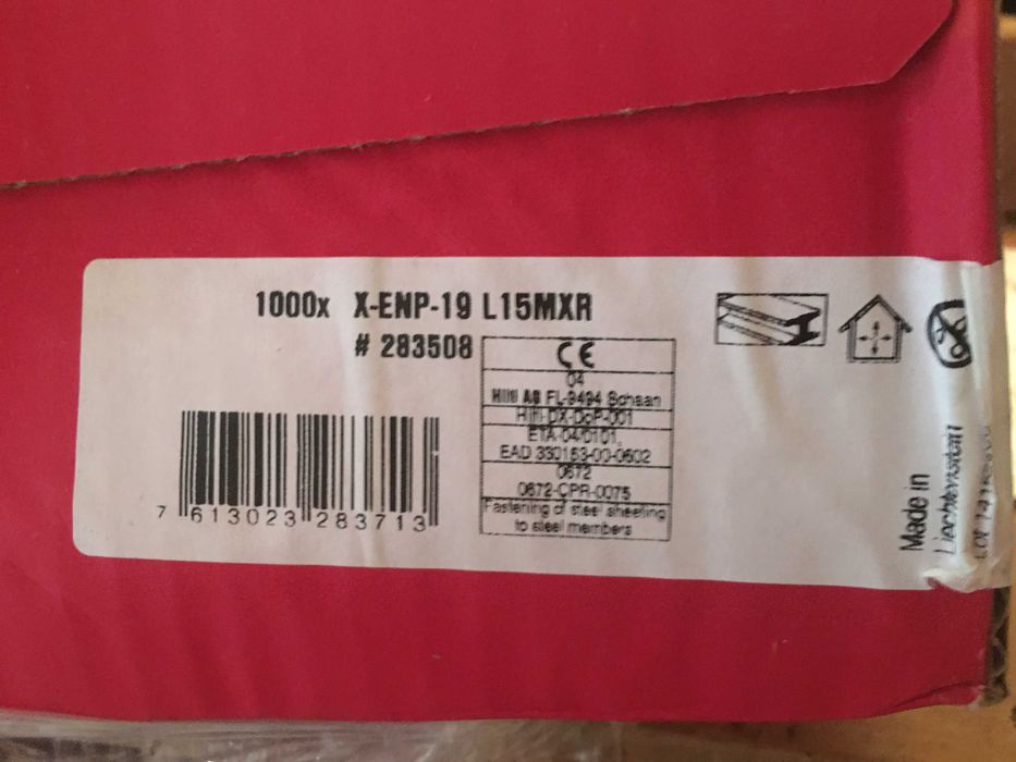 HILTI Gwoździe do blachy profil. X-ENP-19 L15MXR x1000szt nr 283508