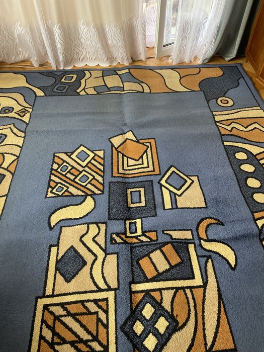 Dywan w stylu art deco 220x320 w odcieniach niebieski, błękit, żółty