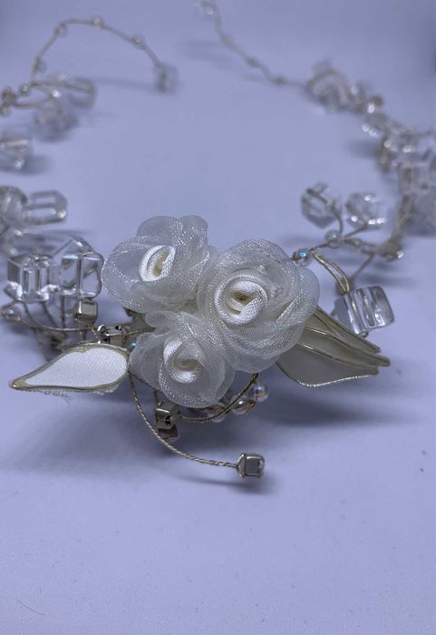 nowa duża giętka gałązka rękodzieło ślub kryształki róże opaska modern