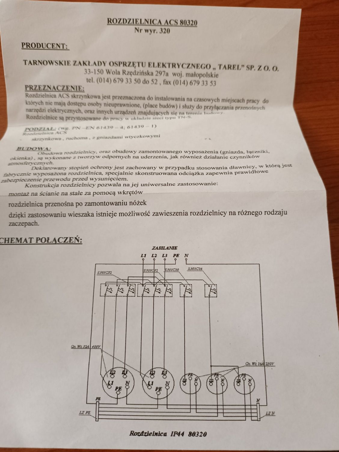 Rozdzielnica skrzynkowa ACS 80320