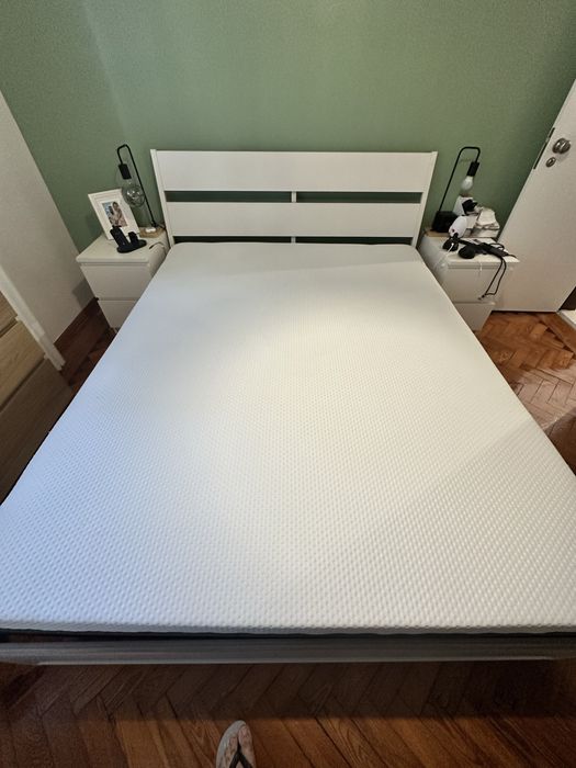 Cama de casal + Colchão Emma Hybrid ConstantCool 160x200